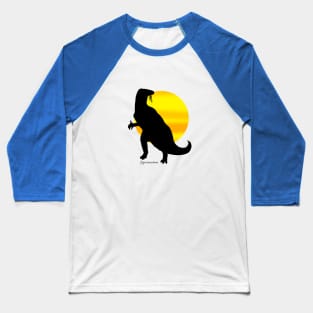 Iguanodon Silhouette with Sun Baseball T-Shirt
